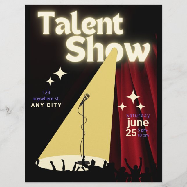 Talent Show FLyer, Show Flyer, Talent Contest Flyer (Front)