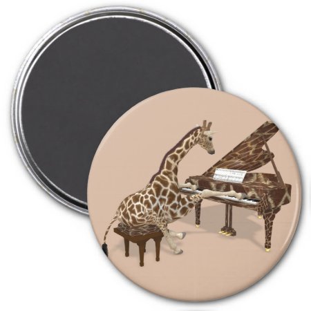 Talented Giraffe Plays Grand Piano Magnet