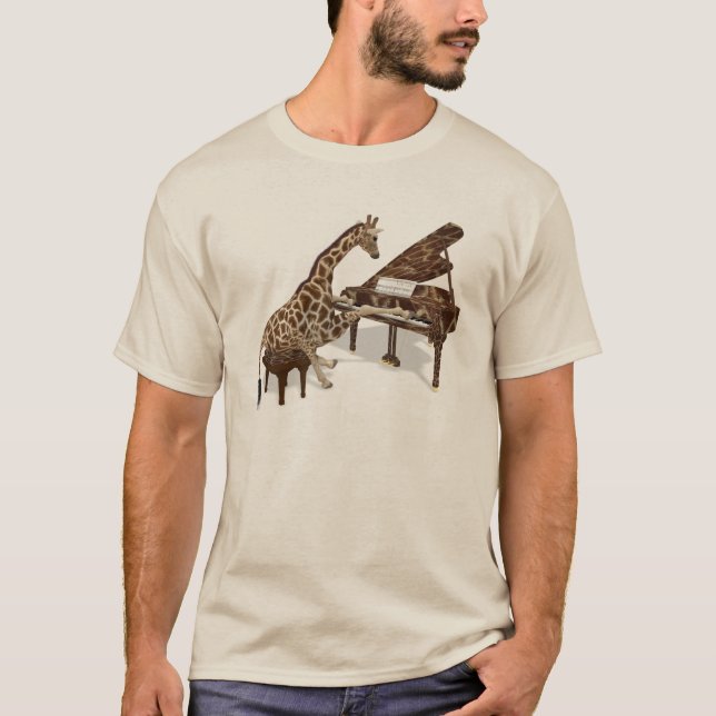 Talented Giraffe Plays Grand Piano T-Shirt (Front)