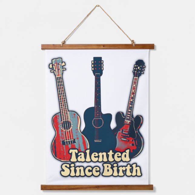 Talented since birth. retro colorful guitars  hanging tapestry (Front)