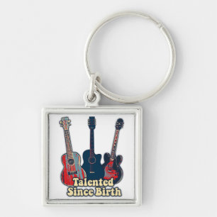 Talented since birth. retro colorful guitars keychain