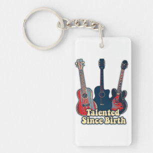 Talented since birth. retro colorful guitars keychain
