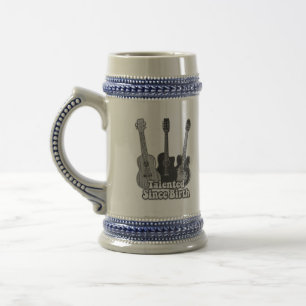Talented since birth. vintage black & white guitar beer stein