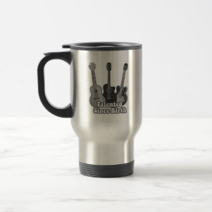 Talented since birth. vintage black & white guitar travel mug