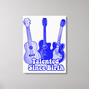 Talented since birth. vintage blue guitars canvas print