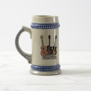 Talented since birth. vintage colorful guitar beer stein