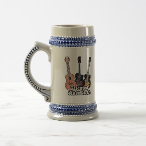 Talented since birth vintage colorful guitar beer stein