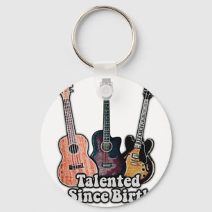 Talented since birth. vintage colorful guitar keychain
