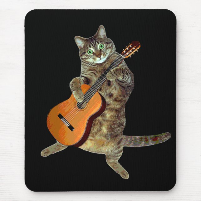 Talented tabby guitar player mouse pad (Front)