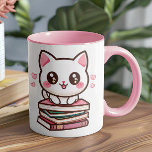 Tales And Tails Make My Day - Cat And Books Photo Mug