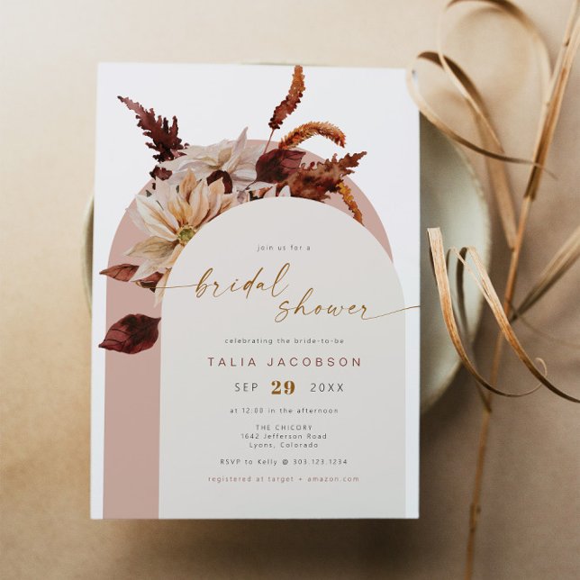 TALIA Bohemian Terracotta Blush Arch Bridal Shower Invitation (Creator Uploaded)