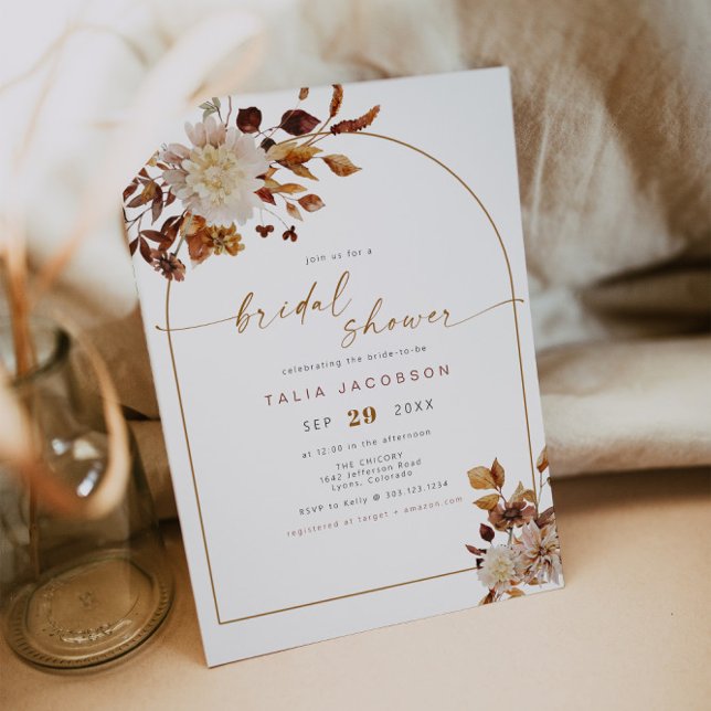TALIA Bohemian Terracotta Blush Arch Bridal Shower Invitation (Creator Uploaded)