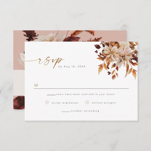 TALIA Bohemian Terracotta Floral Blush RSVP Invitation