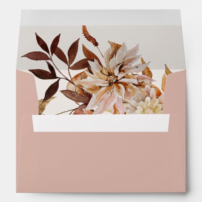 TALIA Boho Fall Floral Dusty Rose Blush Pink Envelope (Back (Bottom))