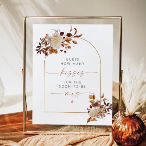 TALIA Boho Fall How Many Kisses Bridal Shower Poster