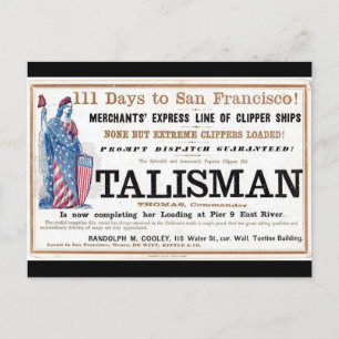 Talisman Clipper ship sailing 1855 Postcard