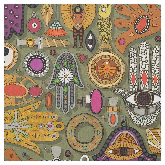 TALISMANS moss green Fabric (Swatch)