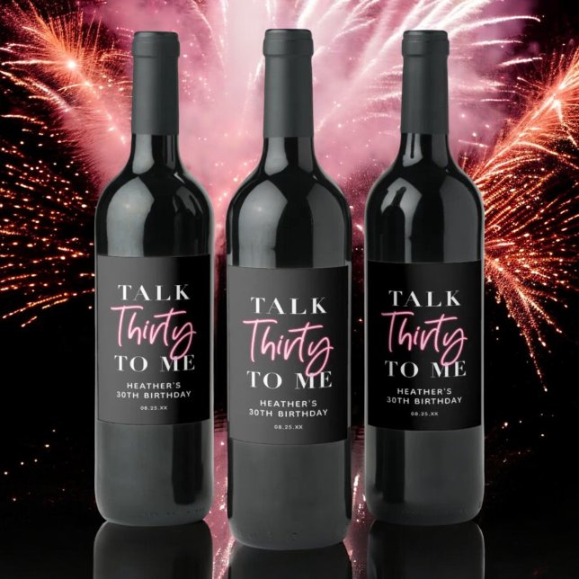 Talk 30 To Me 30th Birthday Party Favors Wine Label (Creator Uploaded)
