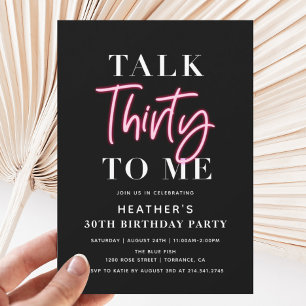 Talk 30 To Me 30th Birthday Party  Invitation