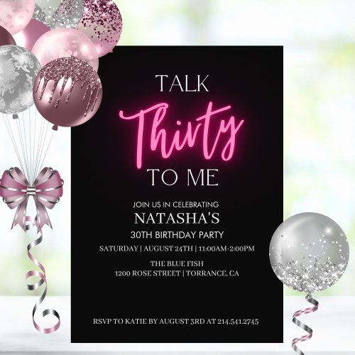 Talk 30 To Me 30th Birthday Party Invitation