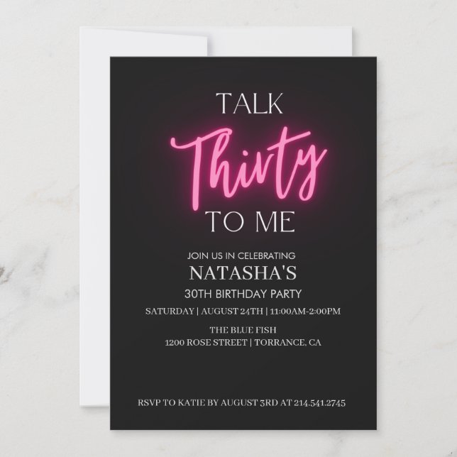 Talk 30 To Me 30th Birthday Party Invitation (Front)
