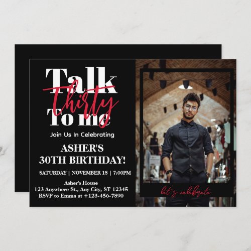 Talk 30 To Me 30th Birthday Party Photo Invitation