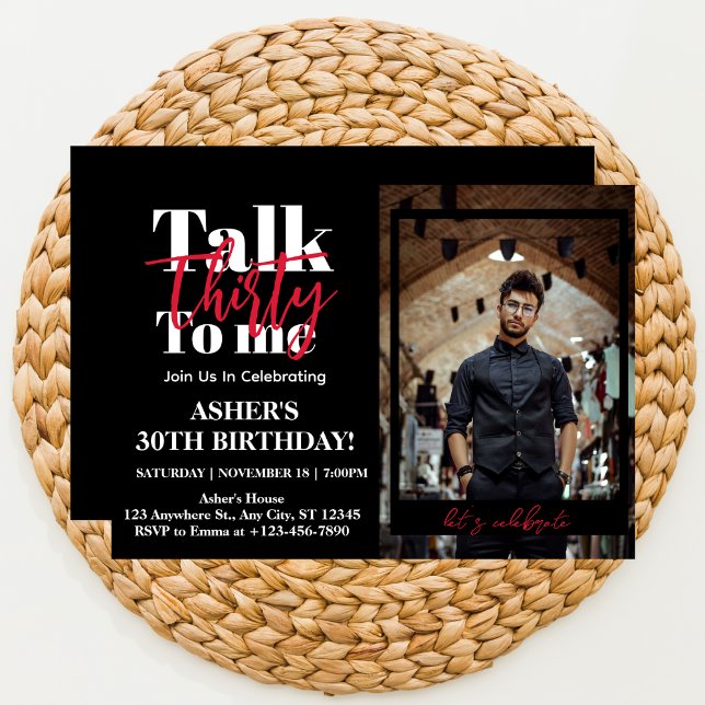 Talk 30 To Me 30th Birthday Party Photo Invitation (Creator Uploaded)