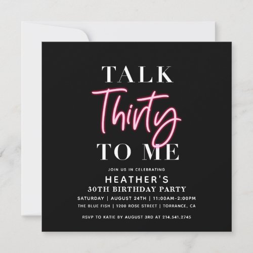 Talk 30 To Me 30th Birthday Party Square Invitation