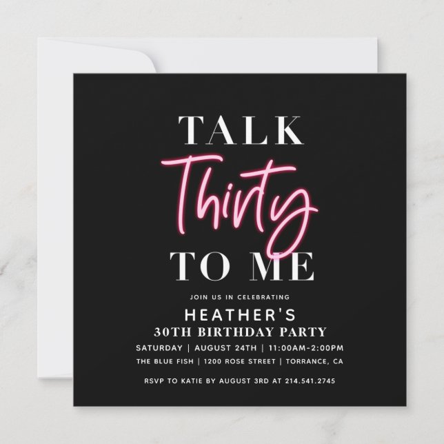 Talk 30 To Me 30th Birthday Party Square Invitation (Front)