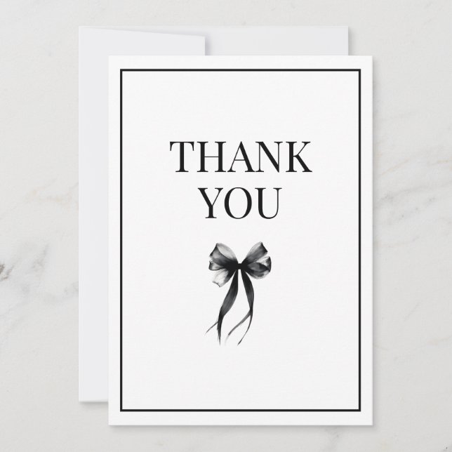 Talk 30 to Me Black and White Bow Thirty Birthday Thank You Card (Front)