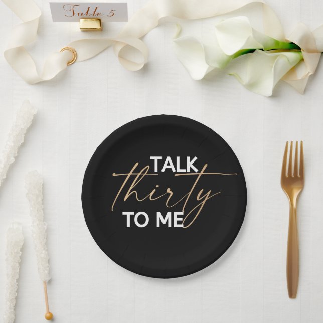Talk 30 to Me Décor Paper Plates (Wedding)