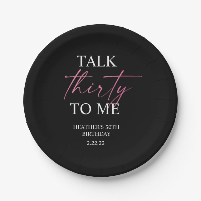 Talk 30 to Me Décor Paper Plates (Front)