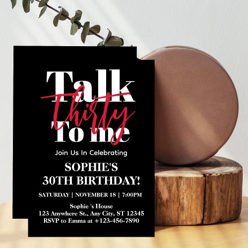 Talk 30 To Me  Modern 30th Birthday Party  Invitation