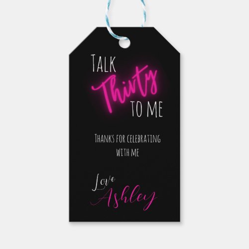 Talk 30 To Me Neon Birthday Gift Tags