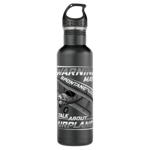 Talk about Airplanes _ Funny Pilot and Aviation Stainless Steel Water Bottle