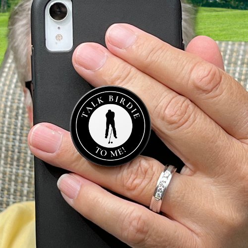 Talk Birdie To Me Golf Funny Silhouette Black Cute PopSocket