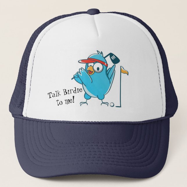 Talk Birdie to me Golfing Trucker Hat (Front)