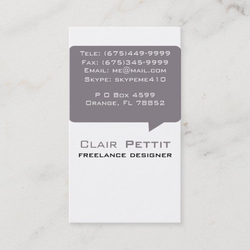 Customizable Talk Bubble Brown Business Card