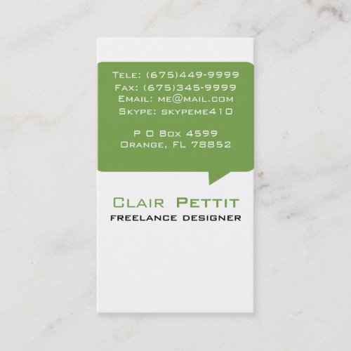 Talk Bubble Green Business Cards