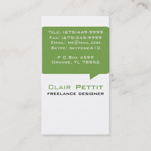 Customizable Talk Bubble Green Business Cards