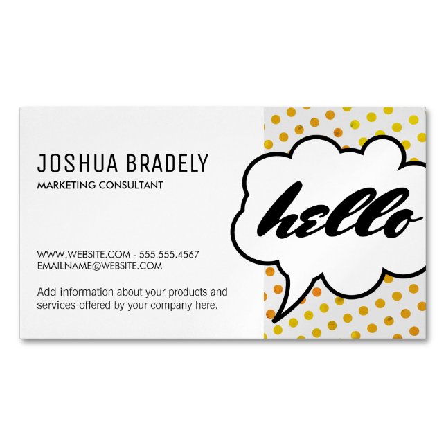 Talk Bubble II / Dot Pattern Business Card Magnet (Front)