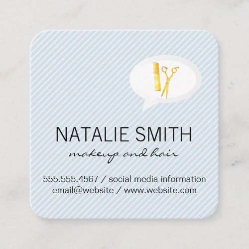 Talk Bubble  Shears  Stripes Square Business Card