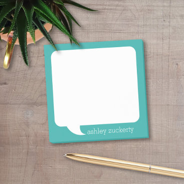 Talk Bubble with Name - CAN EDIT teal blue Post-it Notes