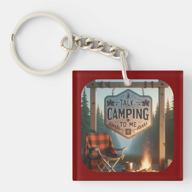 Talk Camping to Me -- Funny Adventure Keychain (Front)