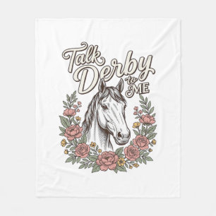 Talk Derby To Me Floral Horse Vintage Shirt_1 Fleece Blanket