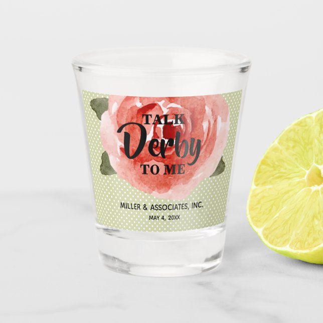 Talk Derby to Me Party Favor Shot Glass (Front)