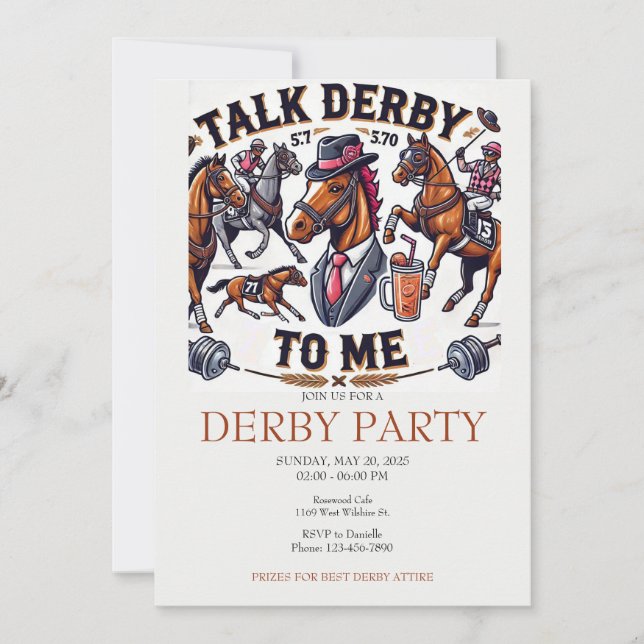 Talk Derby To Me Party  Invitation (Front)