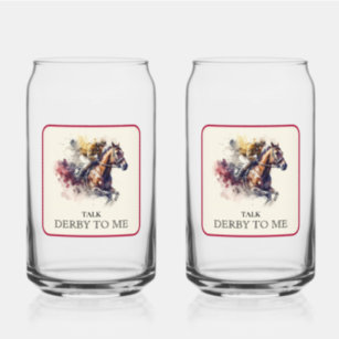 Talk Derby to Me Racehorse Red Can Glass