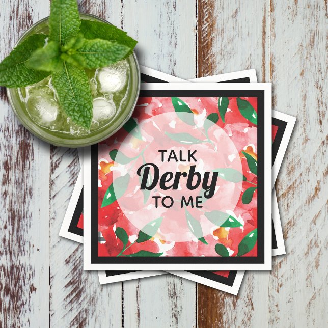 Talk Derby to Me Red Roses Floral Napkins (Talk Derby to Me on red roses collage floral cocktail napkins)
