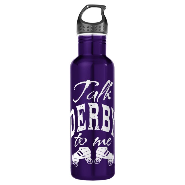 Talk Derby to me, Roller Derby Stainless Steel Water Bottle (Front)